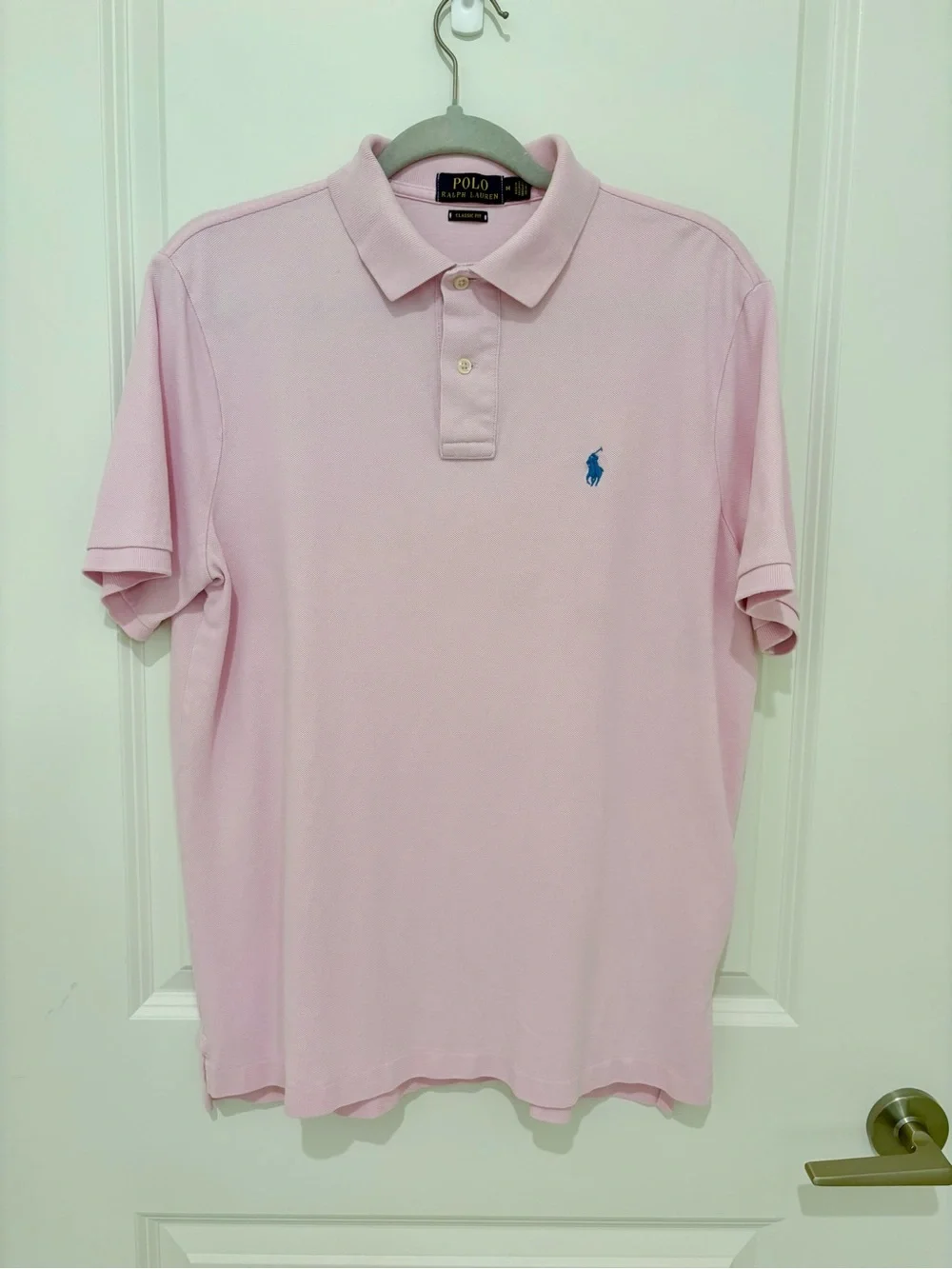 Ralph Lauren Light Pink Polo with Blue Pony Embroidery